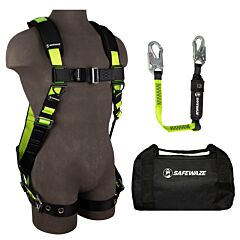 Safewaze 019-3054 Pro Combo Kit With Full Body Harness: 1D, Mb Chest, Tb Legs, Size X-Small, 6' Lanyard: Snap Hook-3, 13" Duffle Bag