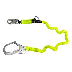 Safewaze Fs66100 Pro 6' Stretch Internal Energy Absorbing Lanyard, O-Ring, Rebar Hook