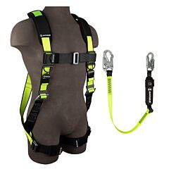 Safewaze Fs129-4-S/M Pro Combo With Full Body Harness: 1D, Dorsal Link, Mb Chest/Legs, Size Small/Medium, , 6' Lanyard: Snap Hook-4, Plastic Bag