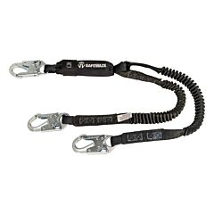 Safewaze Fs571 Pro 6' Stretch Energy Absorbing Lanyard, Dual Leg, Snap Hooks