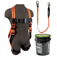 Safewaze 020-3059 V-Line Bucket Combo With Full Body Harness: 1D, Mb Chest, Mb Legs, Universal Size, 6' Lanyard: Snap Hooks