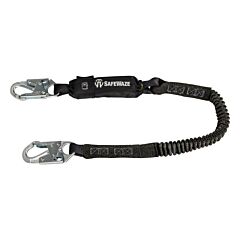 Safewaze Fs88760-Ff Pro 6' Stretch Energy Absorbing Lanyard, 12' Ff Steel Snap Hooks
