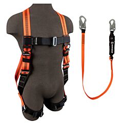 Safewaze Fs129-E V-Line Bag Combo With Full Body Harness: 1D, Mb Chest, Mb Legs, Universal Size, 6' Lanyard: Snap Hooks, Plastic Bag