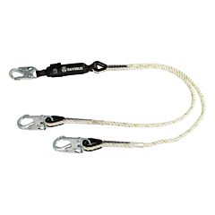 Safewaze Fs33216 Pro 6' Rope Energy Absorbing Lanyard, Dual Leg, Snap Hooks