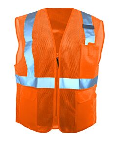 Occunomix Lux-Ssgzc-O4X Standard Vest W/Zipper, Mesh, Orange, Class 2, Size 4X-Large