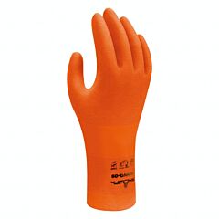 Showa Best 707Hvo Bio Nitrile Gloves, 9 Mil Unlined Orange, Size 7/Small