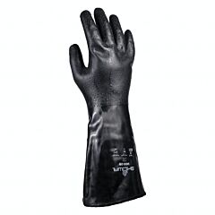 Showa Best 3416-09 Chemical Resistant Gloves, Black Neoprene, Size Large