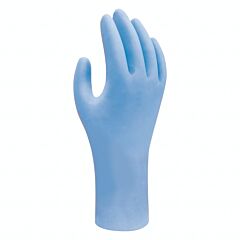 Showa 7502Pfm Biodegradable Disposable Powder Free Nitrile Gloves, Bisque Fingertips, 9.5" Length, 2.5-Mil, Blue, Size Medium