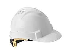 Gateway Safety 71200 Serpent Safety Helmet, Cap Style, Vented, White Shell, Ratchet Suspension