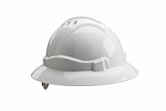 Gateway Safety 71400 Serpent Safety Helmet, Full Brim, Vented, White Shell, Ratchet Suspension