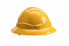 Gateway Safety 71401 Serpent Safety Helmet, Full Brim, Vented, Yellow Shell, Ratchet Suspension