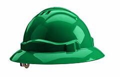 Gateway Safety 71405 Serpent Safety Helmet, Full Brim, Vented, Green Shell, Ratchet Suspension