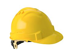 Gateway Safety 72201 Serpent Safety Helmet, Cap Style, Unvented, Yellow Shell, Ratchet Suspension