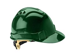 Gateway Safety 72205 Serpent Safety Helmet, Cap Style, Unvented, Green Shell, Ratchet Suspension