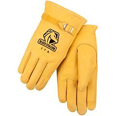 Black Stallion 17Am Top Grain Elkskin, Pull Strap Driver'S Style Gloves, Size Medium