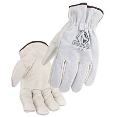 Black Stallion 87S Grain/Split Cowhide, Elastic Wrist Driver'S Style Gloves, Size Small