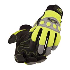 Black Stallion 99Hvl Spandex And Grain Pigskin Reinforced Hi-Vis Ergonomic Gloves, Size Large