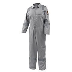 Black Stallion Cf2118-Gy-Sml 7 Oz. Flame-Resistant Cotton Reflective Tape Coveralls, Gray, Size Small
