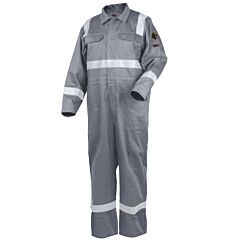 Black Stallion Cf2216-Gy-Sml 9 Oz. Flame-Resistant Cotton Reflective Tape Coveralls, Gray, Size Small