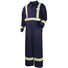 Black Stallion Fn9-32Ca/Pt/Rtt-M 9 Oz. Navy Flame Resistant Cotton Coverall With Pass-Through, Size Medium