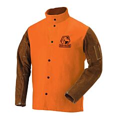 Black Stallion Fo9-30C/Bs-4Xl 9 Oz. Flame Resistant Cotton Jacket With Brown Side Split Sleeves, Size 4X-Large