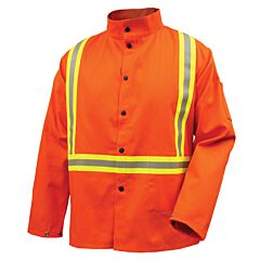 Black Stallion Jf1010-Or-2Xl 9 Oz. Orange Flame Resistant Cotton 30 Inch Jacket With Triple Reflective, Size 2X-Large
