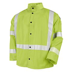 Black Stallion Jf1012-Lm-2Xl 9 Oz. Lime Green Flame Resistant Cotton 30 Inch Jacket With Silver Reflective, Size 2X-Large