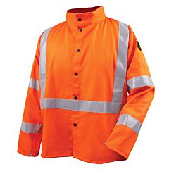 Black Stallion Jf1012-Or-Lrg 9 Oz. Orange Flame Resistant Cotton 30 Inch Jacket With Silver Reflective, Size Large