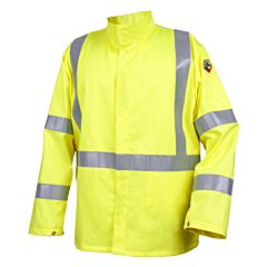 Black Stallion Jf1117-Hy-Lrg 9 Oz. Flame Resistant Ansi Hi-Vis Cotton Jacket With Silver Reflective, Size Large