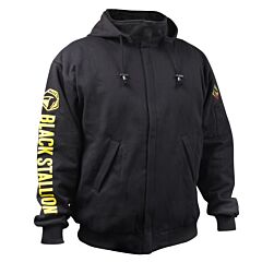 Black Stallion Jf1331-Bk-Med 12Oz Fr Hooded Sweatshirt Black, Size Medium