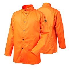 Black Stallion Jf1625-Or-Sml Stretch-Back Fr Cotton Orange Welding Jacket, 32" Length, Size Small