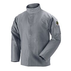 Black Stallion Jf2220-Gy-Lrg 9 Oz. Deluxe Flame Resistant Cotton Welding Jacket, Nfpa 2112, Nfpa 70E, Size Large