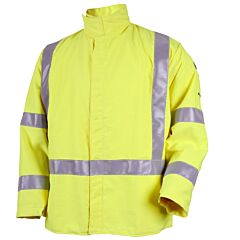 Black Stallion Jf4312-Hy-Med 9 Oz. Flame Resistant Ansi Hi-Vis Arcweld Jacket With Silver Reflective, Size Medium