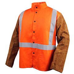 Black Stallion Jh1012-Or-Xlg 9 Oz. Fr And Side Split Cowhide Hybrid Coat, Reflectives, Size X-Large