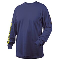 Black Stallion Tf2510-Nv-Lrg 7 Oz. Flame-Resistant Cotton Navy Long Sleeve T-Shirt, Nfpa 2112, Nfpa 70E, Size Large