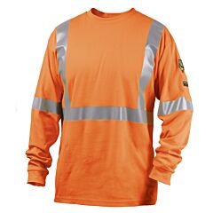 Black Stallion Tf2511-Or-3Xl 7 Oz. Flame-Resistant Cotton Orange Long Sleeve T-Shirt With Silver Reflective , Nfpa 2112, Nfpa 70E, Size 3X-Large