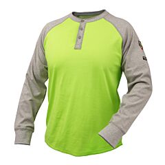 Black Stallion Tf2520-Gl-Xlg 7 Oz. Flame-Resistant Cotton Henry Style T-Shirt (Gray/Lime), Nfpa 2112, Nfpa 70E, Size X-Large