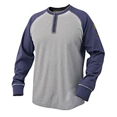 Black Stallion Tf2520-Ng-Lrg 7 Oz. Flame-Resistant Cotton Henry Style T-Shirt (Navy/Gray), Nfpa 2112, Nfpa 70E, Size Large