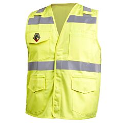 Black Stallion Vf1110-Hy-Xlg 9 Oz. Flame Resistant Ansi Hi-Vis Cotton Vest With Silver Reflective, Size X-Large