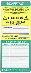 Brady Scaf-Stsi 310 Std Green On Yellow Scafftag Inserts Standard 100/Package