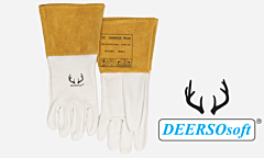 Weldas 10-2304 Deersosoft Tig/Mig Gloves, Grain Deerskin, 4" Cowhide Cuff, Pearl