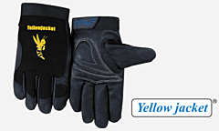 Weldas 10-2680 Yellowjacket Mechanics Gloves, Topgrain Cowhide, Stretch Fabric Back, Natural/Black