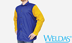 Weldas 33-3060 Yellowjacket 30"-32" Jacket, Cotton With Leather Sleeves, Royal Blue
