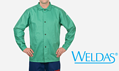 Weldas 33-6630 9Oz Green Flame Retardant 30" Jacket, Cotton, Fr Treated