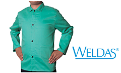 Weldas 33-5230 12Oz Green Flame Retardant 30" Jacket, Whipcord Cotton