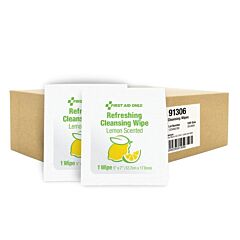 First Aid Only 91306 Refreshing Cleansing Wipes With Lemon Fragrance, 1,000/Ca
