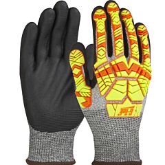 G-Tek 16-Mp230Hv/M G-Tek Polykor 13G, Hi-Vis L1 Impact Tpr, Black Nitrile Foam Grip, A2, Salt & Pepper, Size Medium