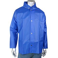Boss 201-500-B/M Tpu/Nylon Industrial Protective Jacket W/Hood Snaps, Lightweight Durable 10Mil, 25Mm, Blue, Size Medium