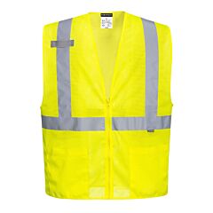 Portwest Uc493 Economy Mesh Zipper Vest, Class 2, Yellow, Size Medium