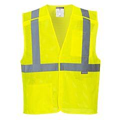 Portwest Us384 Economy Mesh Breakaway Vest, Class 2, Yellow, Size Medium